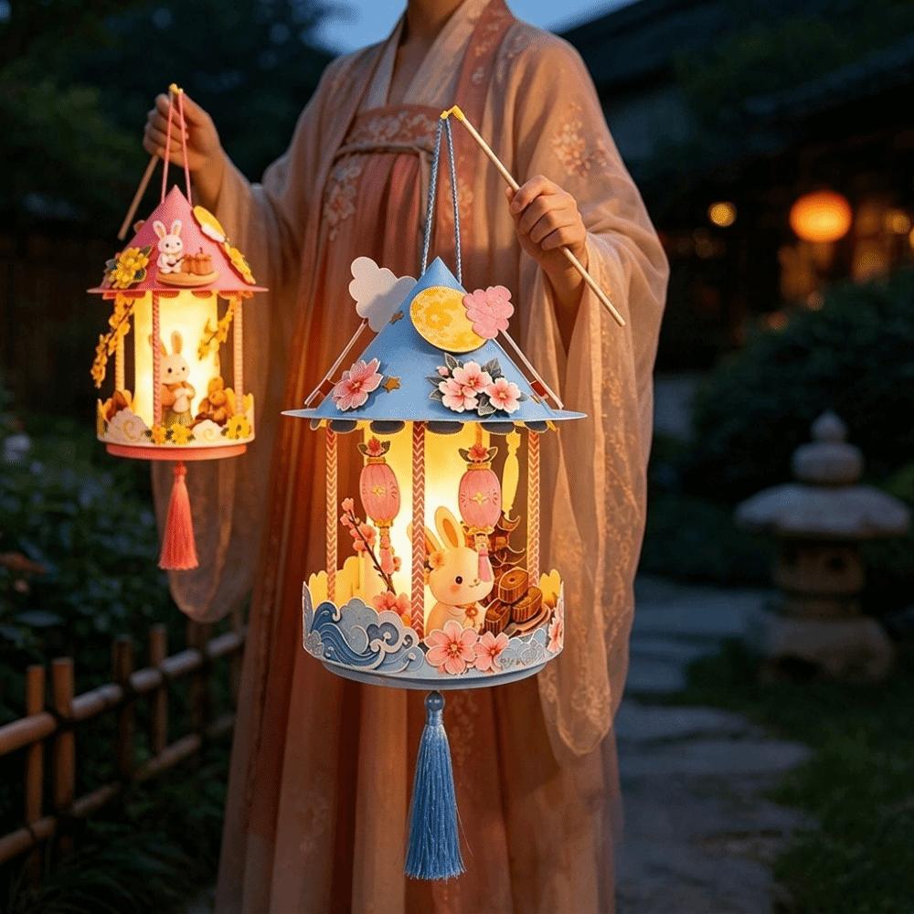 Chinese Style Mid-Autumn Festival Lantern Handmade Light-Up Lantern Handheld Lantern  Photo Props