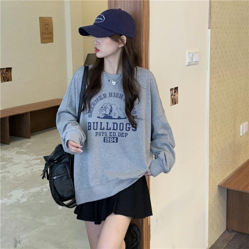 

Женские свободные свитера с длинным рукавом и круглым вырезом, женские топы, однотонные толстовки XXL светло-серый