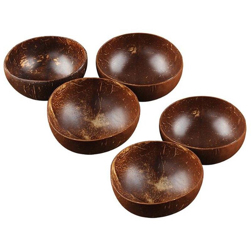 

5 Pieces Coconut Bowl Rice Salad Pasta Soup Wooden Bowl Wooden Fruit Bowl Set Handmade | Bowls