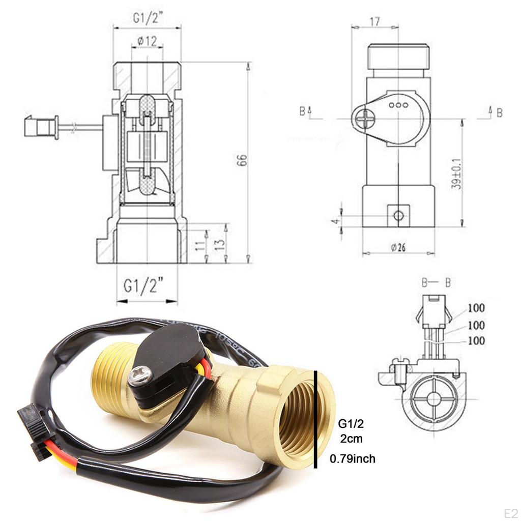 Brass Water Flow Sensors Hall Effect Meter Rustproof Multipurpose Dn15 Copper Shell Internal