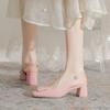 Nude Square Head High Heels Women's Thick Heel 2025 Summer New Patent Leather French Buckle Simple Rear Empty Bag Head Sandals