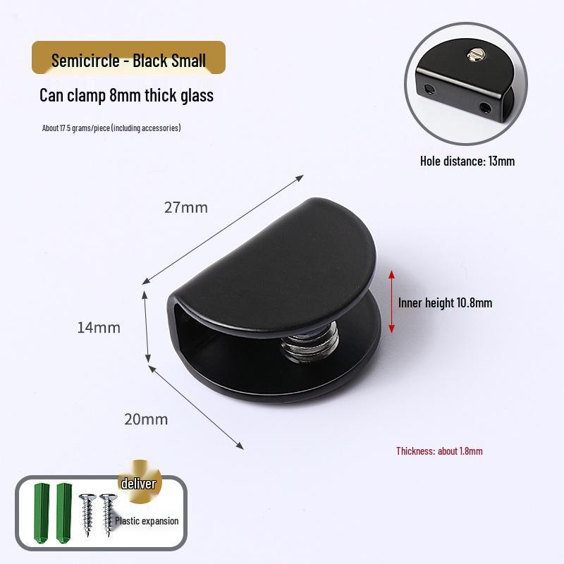 Stainless Steel Semicircular Square Glass Clamp Shelf Bracket