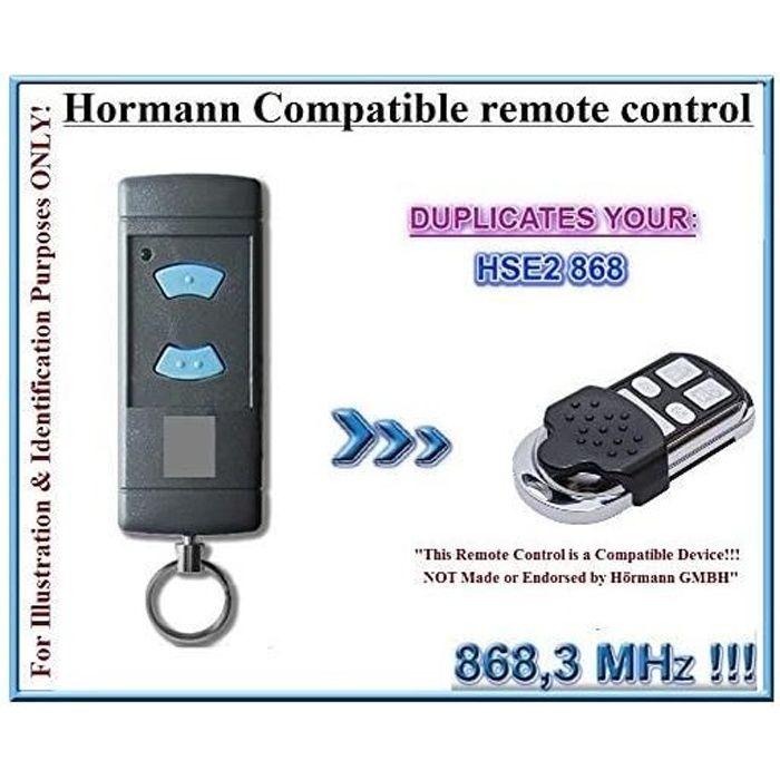 Emetteur portatif compatible Hörmann HSE 868, télécommande clone, 4 canaux, 868,3 Mhz CODE Fixe (non compatible avec les télécommand
