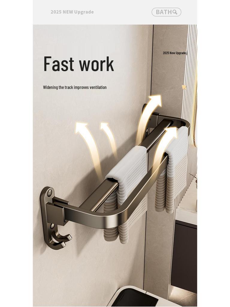 Wandmontierter, faltbarer Badezimmer-Handtuchhalter ohne Bohren