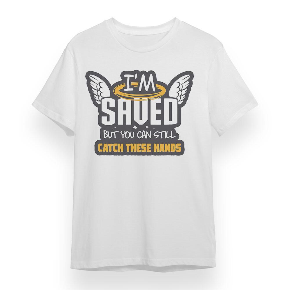 

Men s Plus Size T-shirt With I m Saved Graphic Unisex White 100% Cotton Soft Tee 2XL