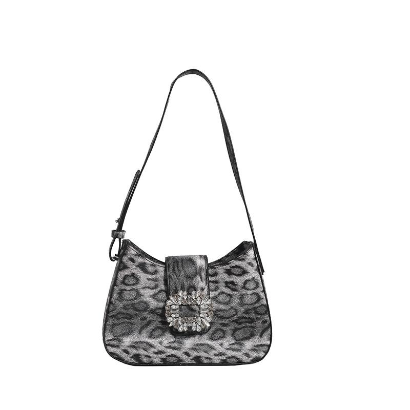 

Bags women s bag 2025 new autumn Korean version fashion leopard print shoulder bag niche versatile messenger armpit bag серый