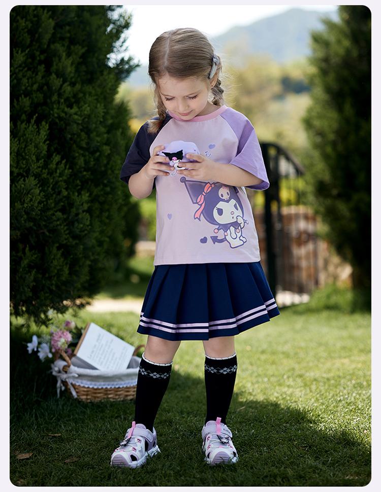 Kulomi Davidella Girls' Short-sleeved T-shirt Summer Children's Pure Cotton Purple Top