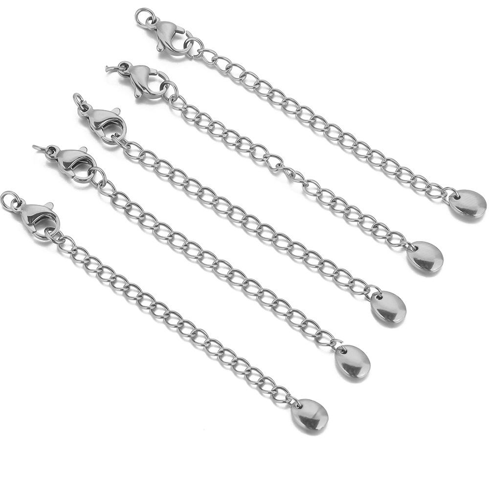 Stainless Steel & Titanium Necklace Extension with Lobster Clasp & Beaded Tail - DIY Accessory Set