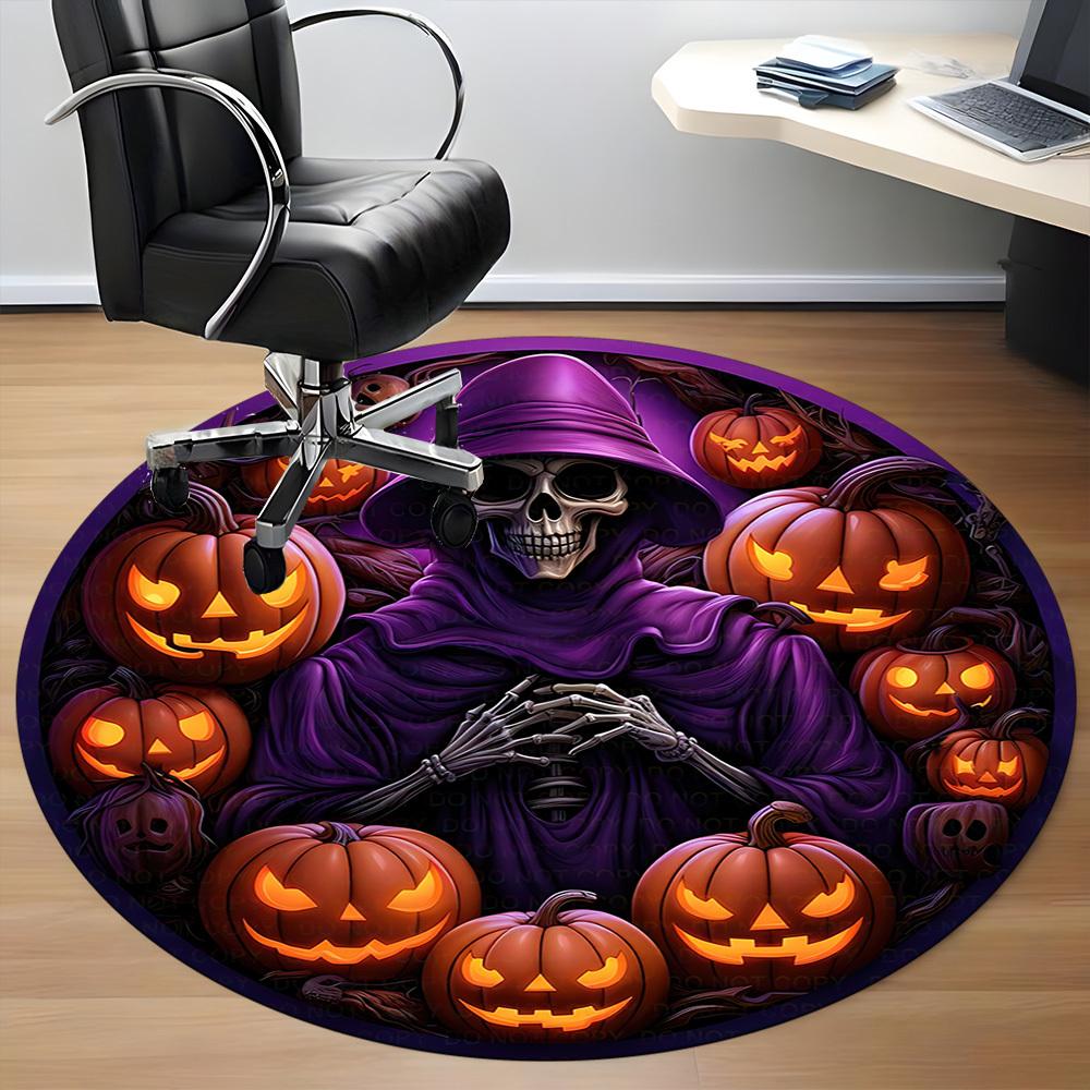 1pc Halloween, Pumpkin Chair Carpet for Office Non-Slip, Machine Washable Rug for Office - Holiday DecorMachine Made yy251029054