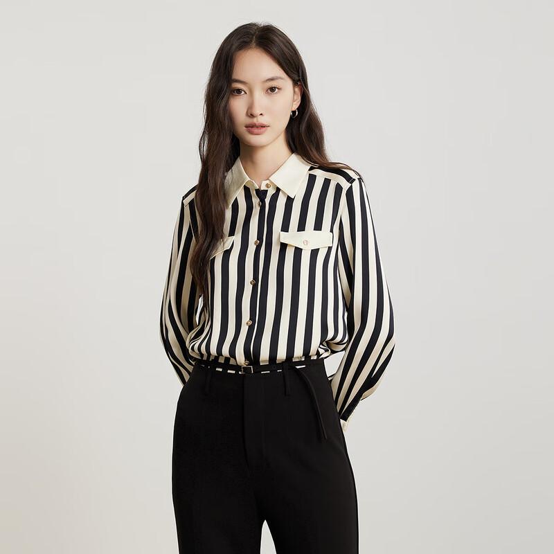 Женская полосатая повседневная рубашка с длинным рукавом L