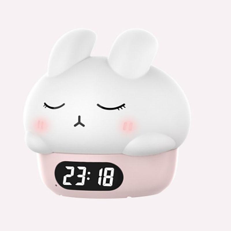 New Animal Party Digital Clock with Night Light: Shy Bunny & Doodle Duck Smart Soft-Light Mini Alarm Clock with Digital Temperature Display