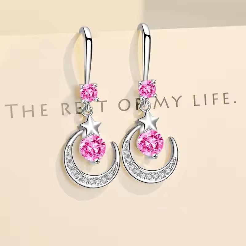 Crescent Moon And Star Earrings Minimalist Light Luxury Niche Design Elegant Drop Earrings Unique Fashion Jewelry For Women