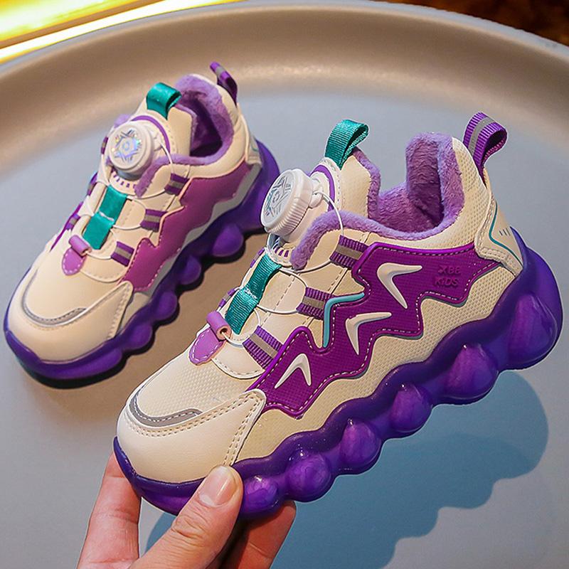 Hot Selling Children Cotton Shoes Breathability Anti Slip Sneakers Winter Warmth Light Rotating Buckle Kids Outdoor Casual Shoes