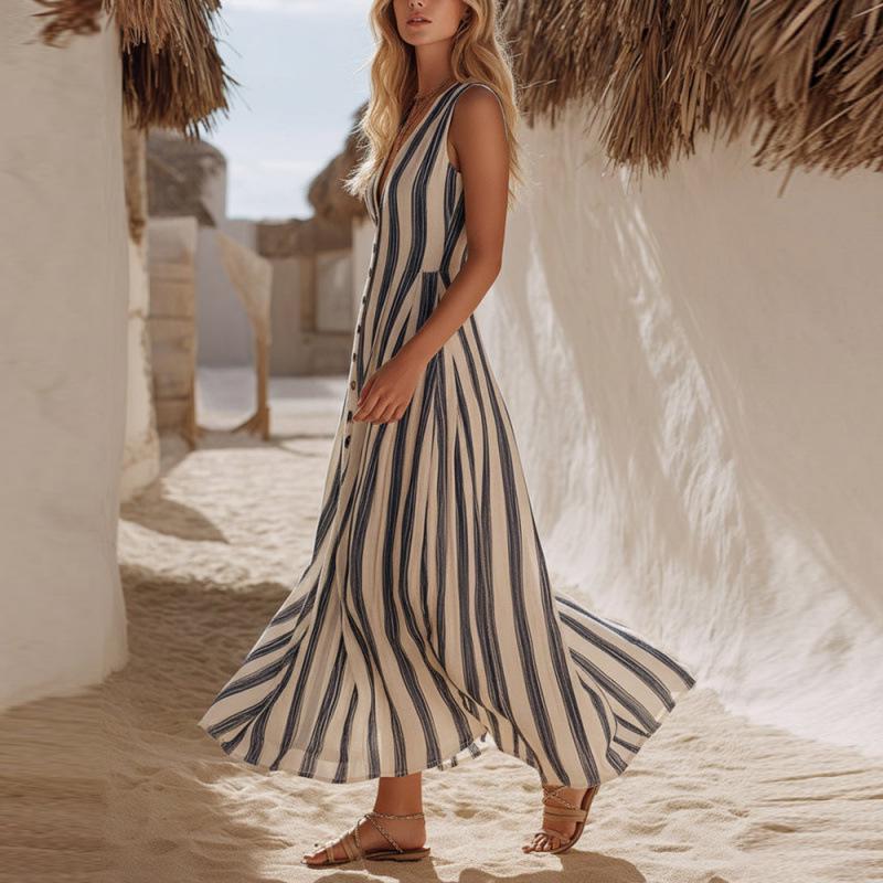 2026 European & American Bohemian Deep V-Neck Beach Dress