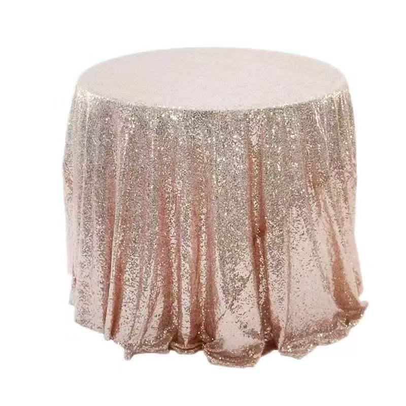 Nordic Style Round Solid Color Sequin Tablecloth for Weddings and Hotel Banquets