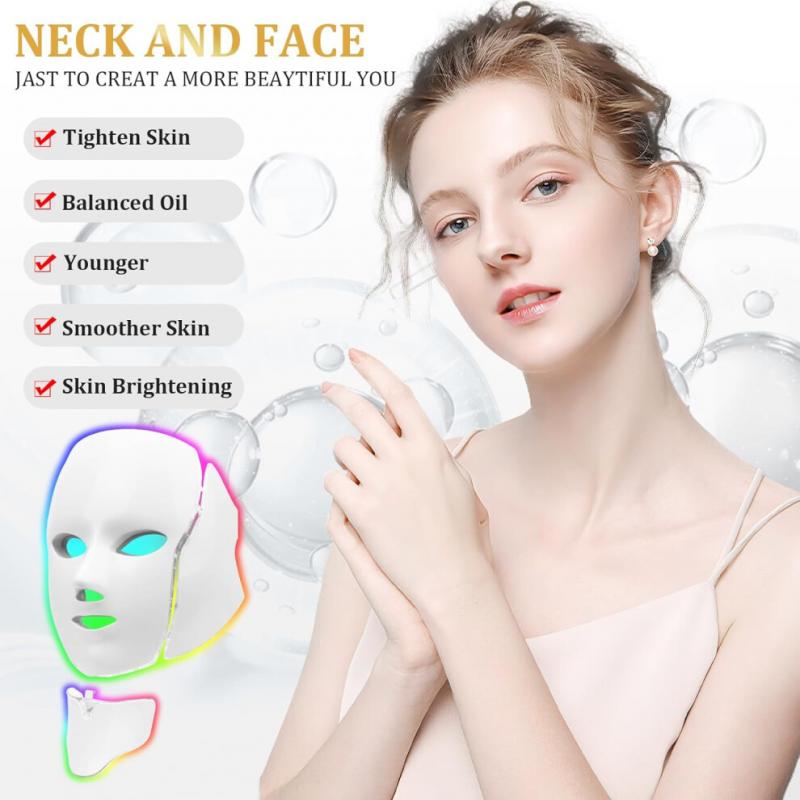 LED Face Màsk, 7 Color LED Face Màsk Light Theràpy, Skin Care Màsk for Face and Neck both beauty salons and home use