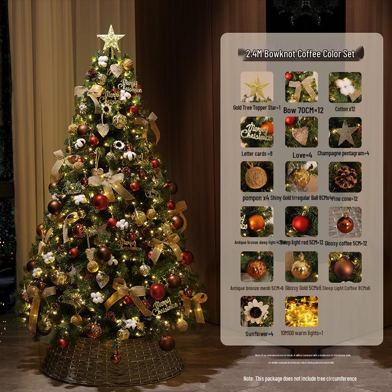 Large Encrypted Flickering Christmas Tree Ornament Set for Living Room Decor