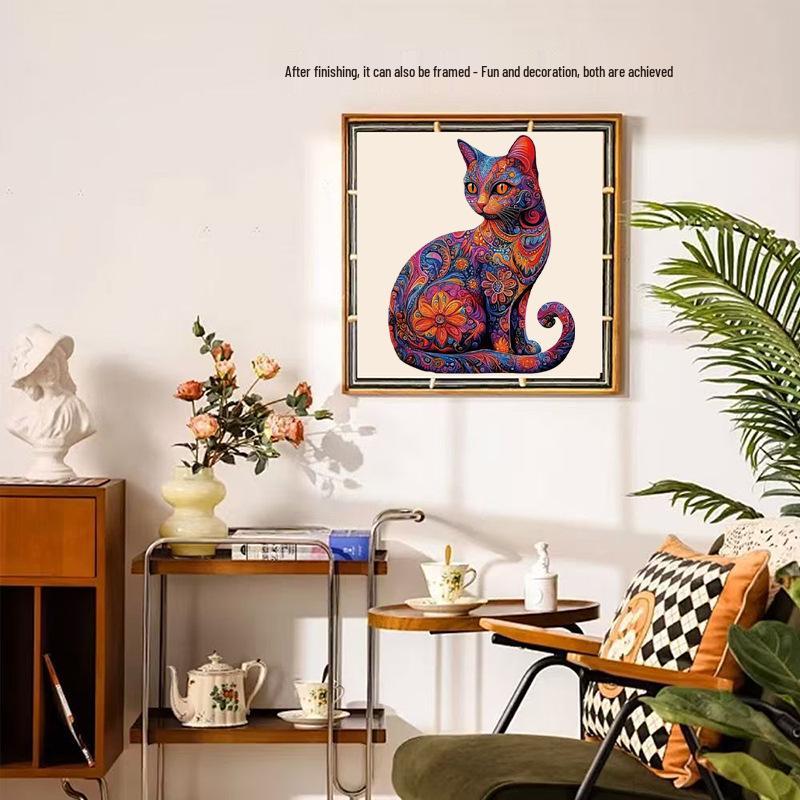 HOOLOOG Irregular Wooden Cat Jigsaw Puzzle Money Box Gift