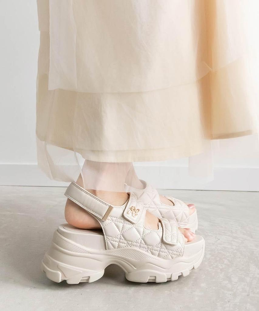 Randa Monogram Quilted Sport Sandals, Women's, Off-White, Size 23.5cm, ER33281