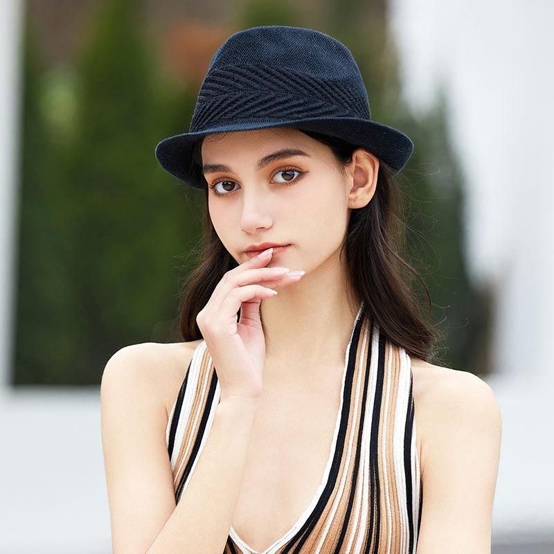 Spring and Summer Woven Jazz Hat, Literary Sunscreen Hat, Female British Retro Top Hat, Jazz Hat