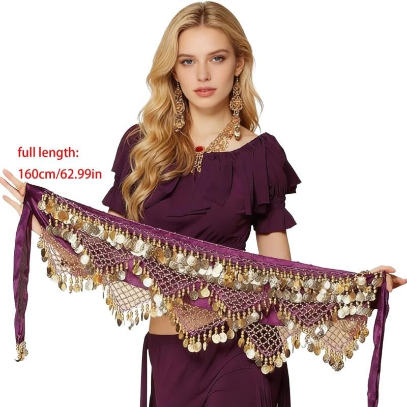 Coins Wrap Skirt Belly Dance Hip Scarf Wrap Sparkles Mini Skirt Raves Festival Outfit Halloween Costume for Women Girls