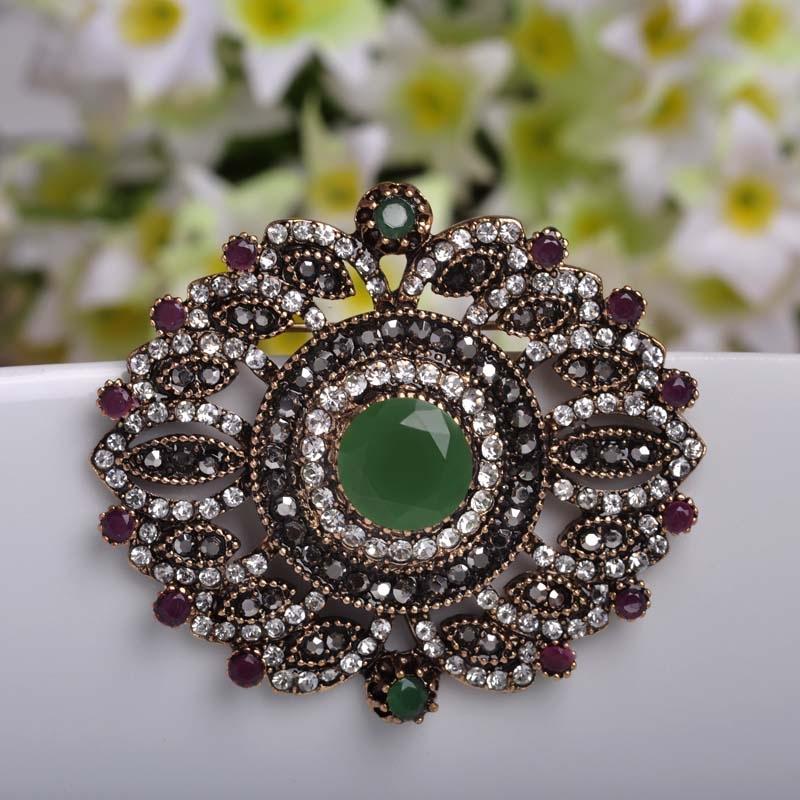 Blucome Quality Turkish Royal Style Vintage Brooch Pins for Women Men Scarf Suit Hijiab Pins