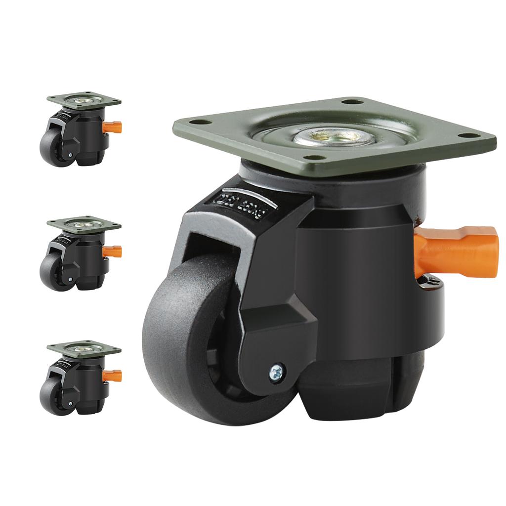 VEVOR 4 Pcs Leveling Casters Heavy Duty Swivel Caster Wheels with Handle Design Height Adjustable Feet for Workbench Machine