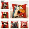 Shocked Animals Cushion Cover Household Decoration Linen Sofa Cushion Cover: Skin-Friendly & Breathable With Invisible Zipper