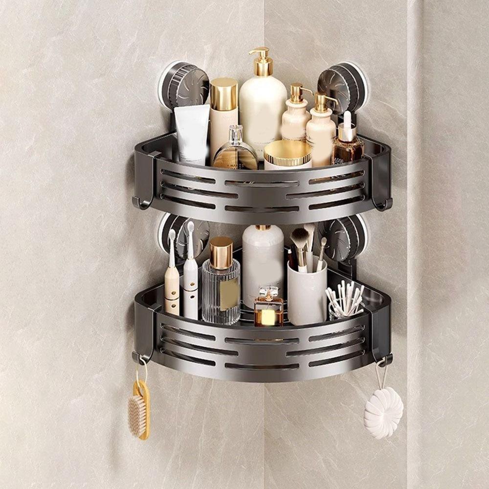 Wall Mounted Corner Storage Rack Plastic Suction Cup Shower Shelf  Kitchen