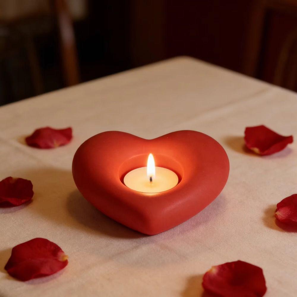 Ceramic Material Ceramic Candlestick Heart Shape Design Wedding Candle Base  Wedding Decor