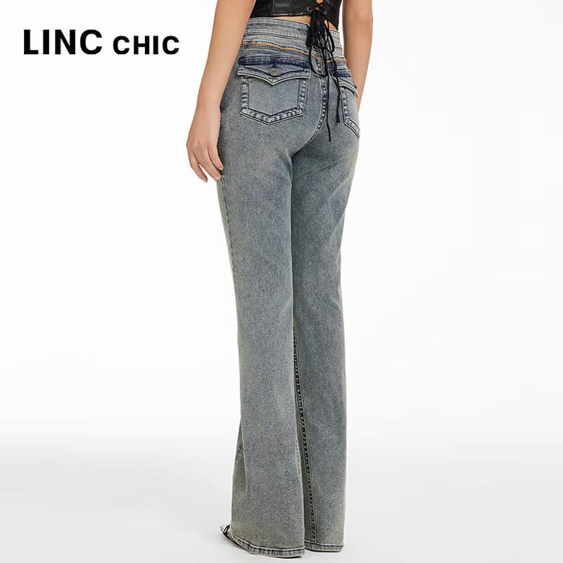 Jinyujie Women's Vintage Mid-High Waist Slim Fit Bootcut Stretch Jeans