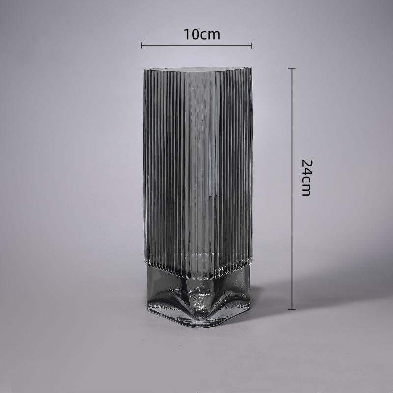 Transparent Glass Vase Geometric Triangular Flat Shape Flower Vase Hydroponics Terrarium Flowerpot Vases Pots Home Decoration