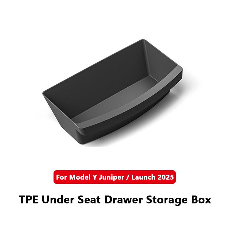 For Tesla Model Y Juniper Launch 2025 Front Under Seat Storage Box TPE Under Seat Hidden Storage Tray Interior Accessories