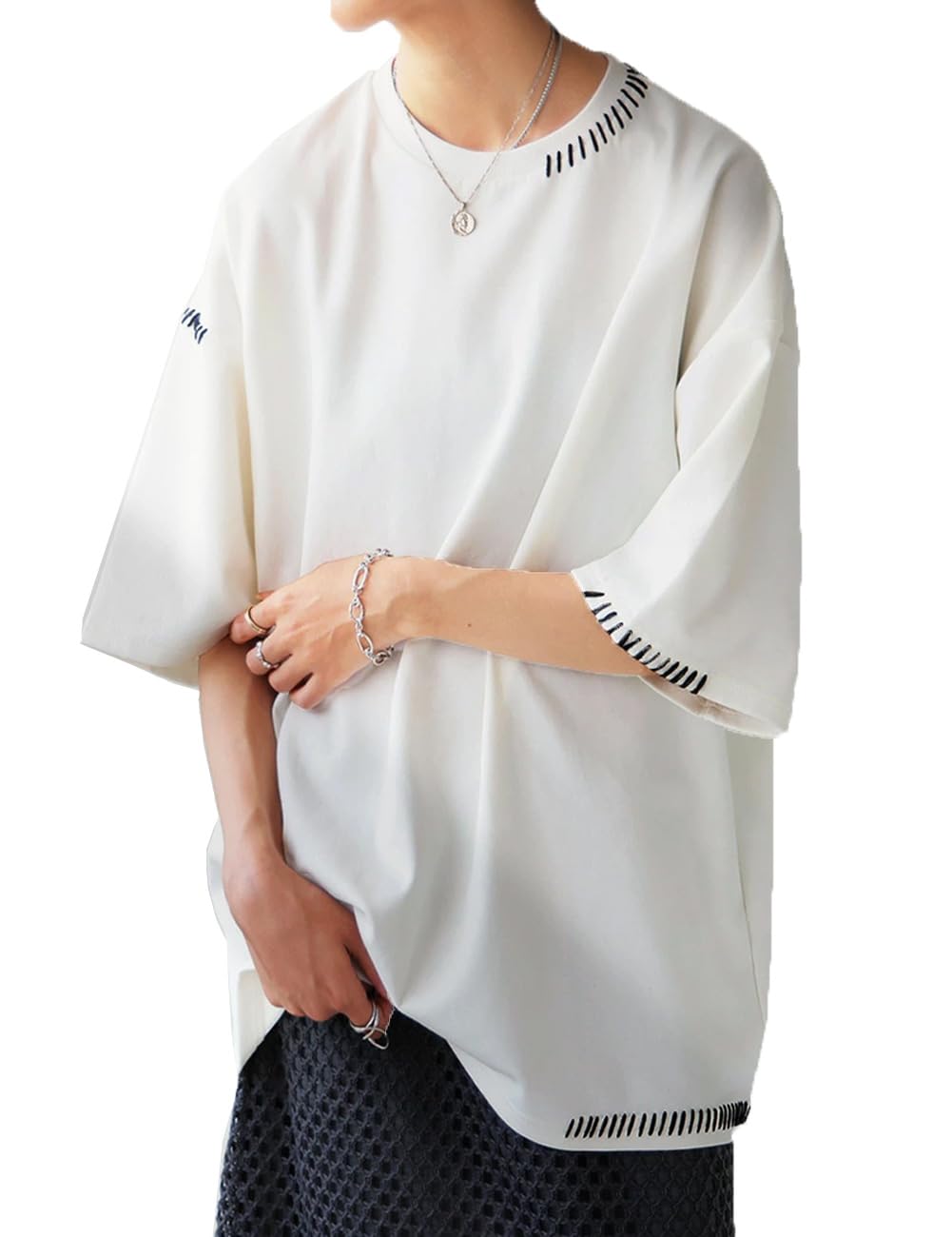 

antiqua Design One Size Hand-Stitched T-Shirt, Women s, ZA-00219, 03, White/Black