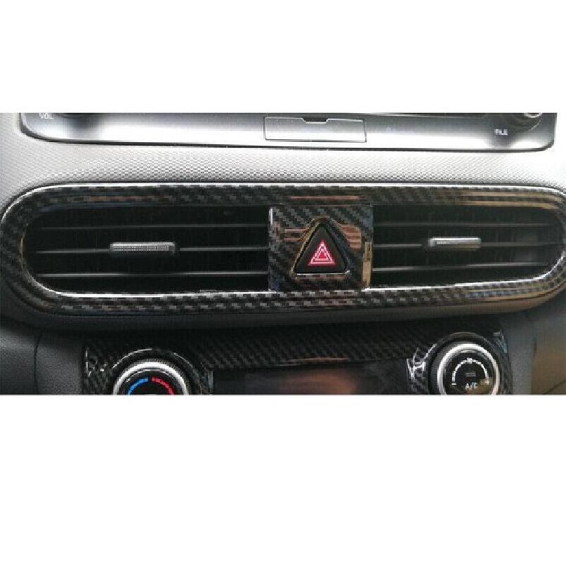 For Hyundai Kona Encino 2018-2023 Carbon Fiber Center Air Outlet Vent Cover Trim