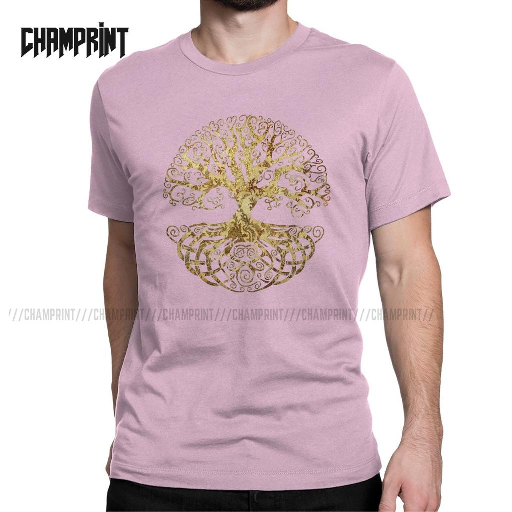 Tree Of Life T-Shirt for Men Forest Nature Budda Symbol Novelty Pure Cotton Tees Round Neck Short Sleeve T Shirts Birthday Gift