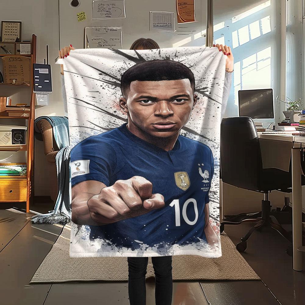 1 Stück Kylian Mbappe Muster Flanelldecke Geeignet für Alle Jahreszeiten für Heimdekoration Wärme und Komfort Geschenke Feiertagsgeschenk