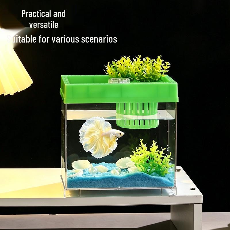 Transparent Desktop Aquarium: Fighting Fish, Jellyfish, Goldfish Tank with Street Stall Stand Design