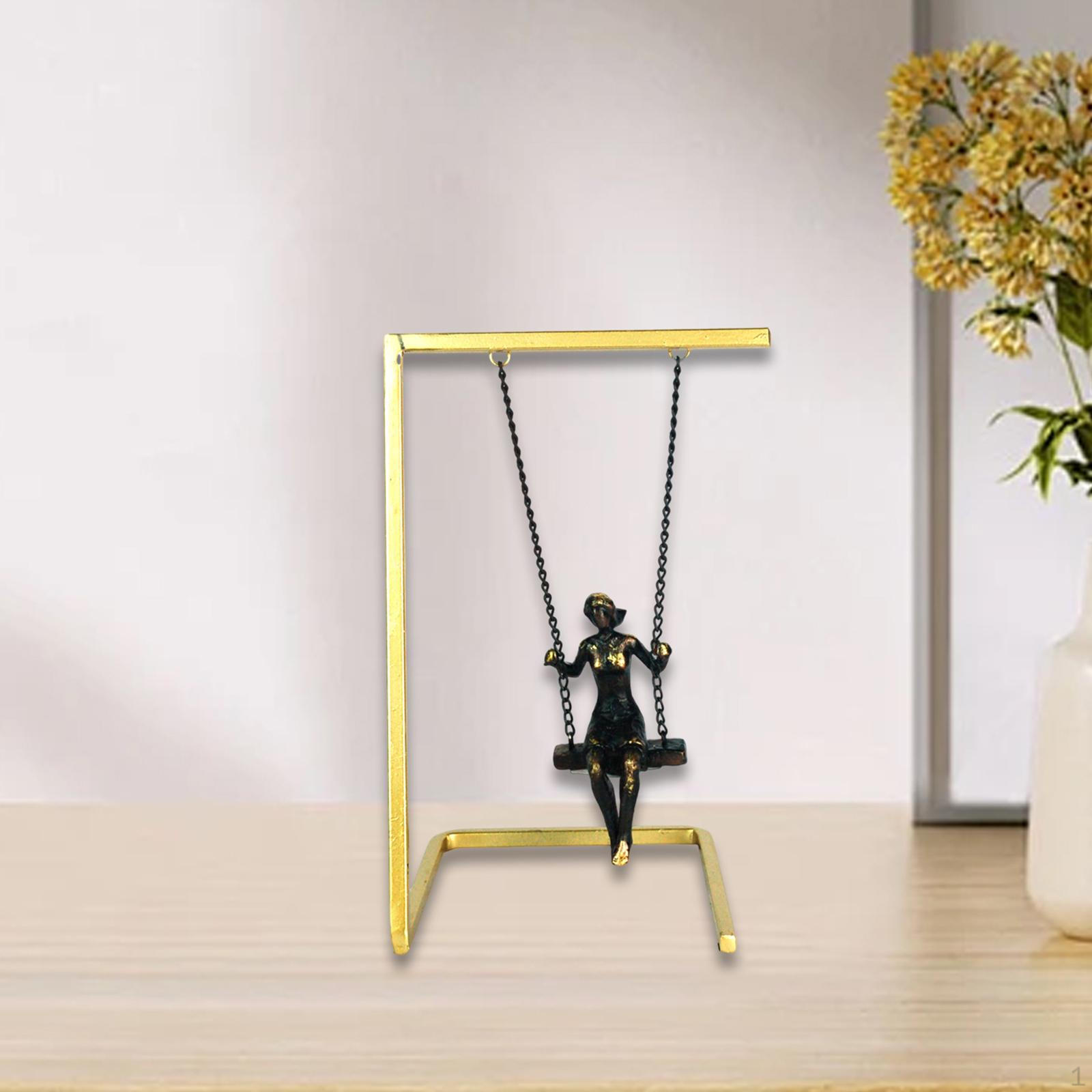 Elegant Swing Figure Sculpture for Home Decor Women