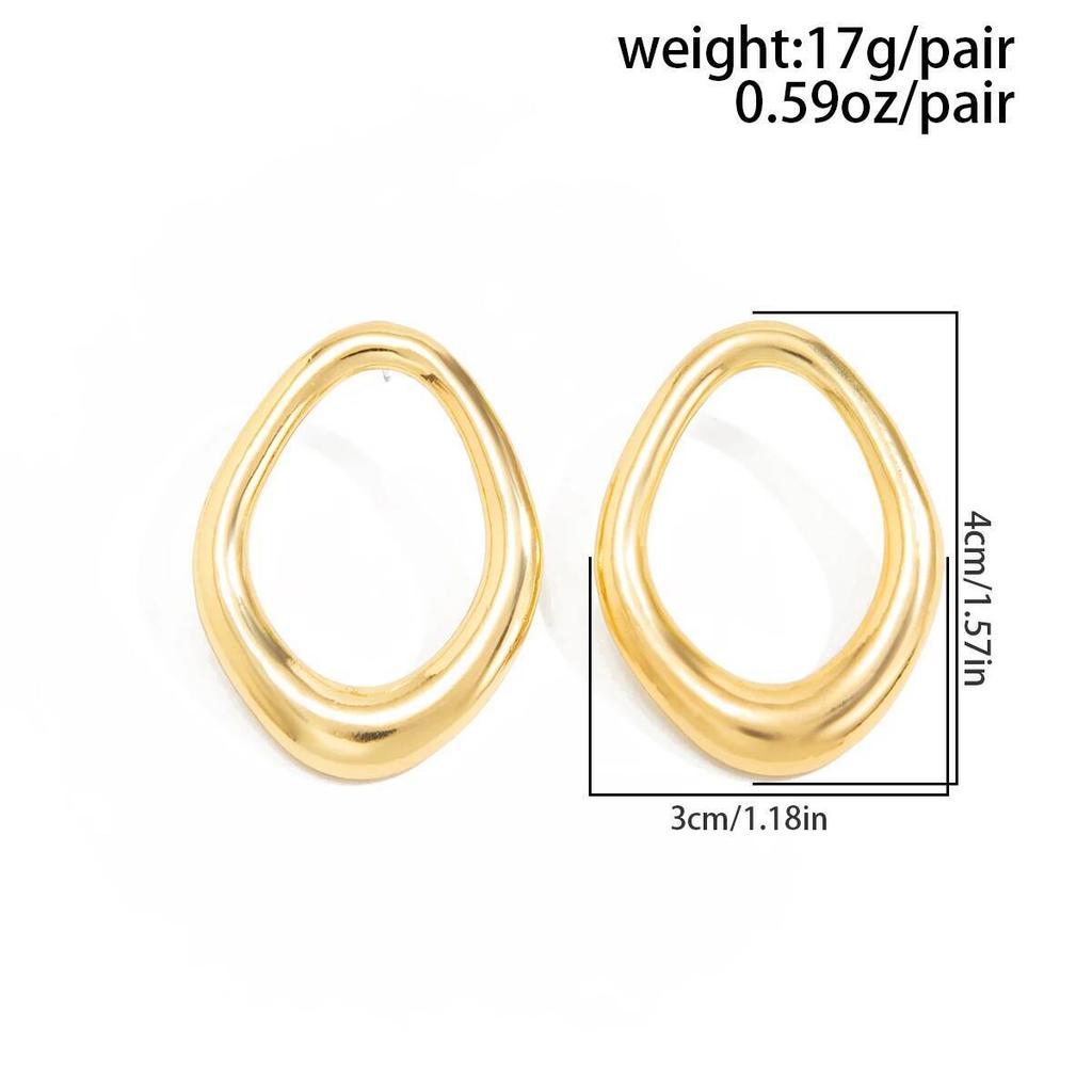 SHIXIN Simple Round Hollow Stud Earrings Metal Earrings Women Fashion Irregula Geometry Ear Cuff Gold Color Piercing Ear Jewelry