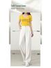 Women's Tencel Linen Wide-Leg Pants, 2026 Spring, Elastic Back Waist, Slimming Casual Straight-Leg Style