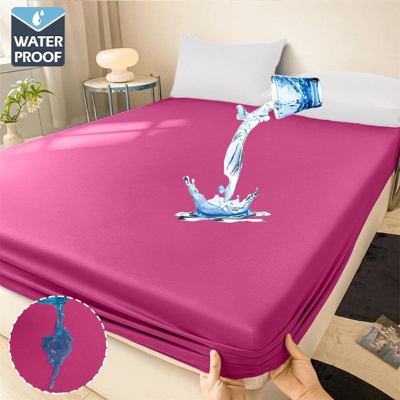 Waterproof Fitted Sheet Suitable for children and elderly Incontinence Bed Sheet Solid Color Simple Dustproof Bedding Soft and Comfortable