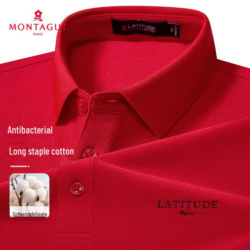 MONTAGUT Men's Easy-Care Long-Sleeve Pique Polo Shirt