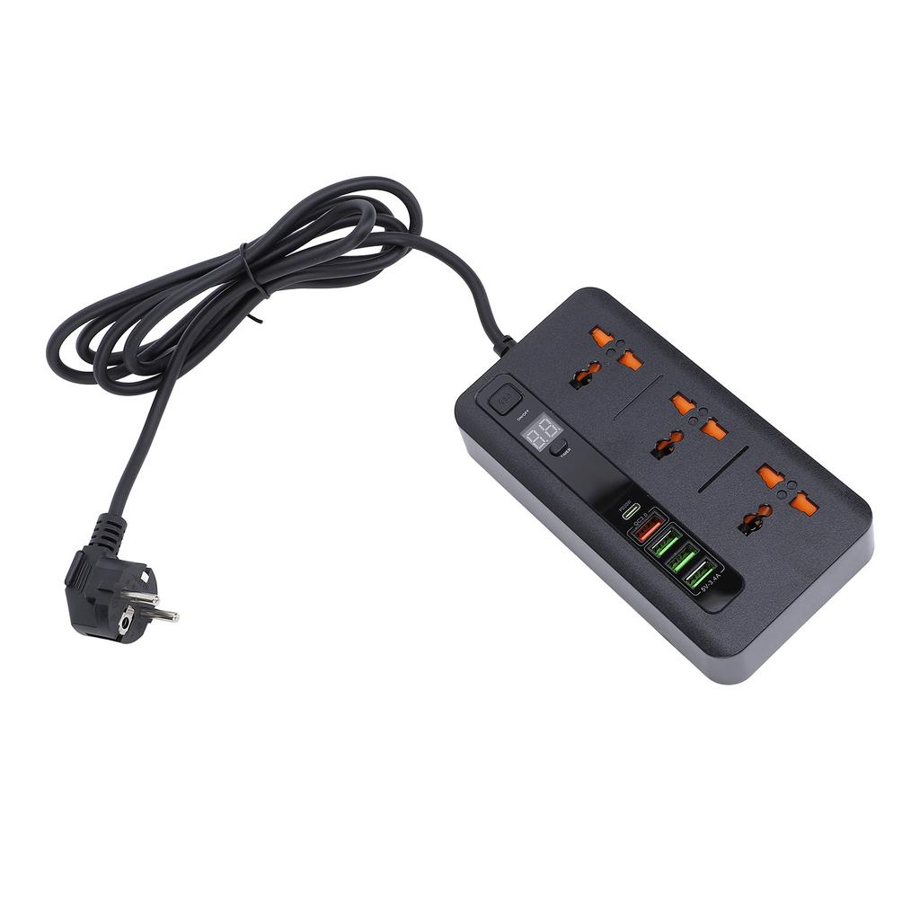 Power Socket Strip 3000W USB Universal PD20W QC3.0 Dual Quick Charging with Digital Display