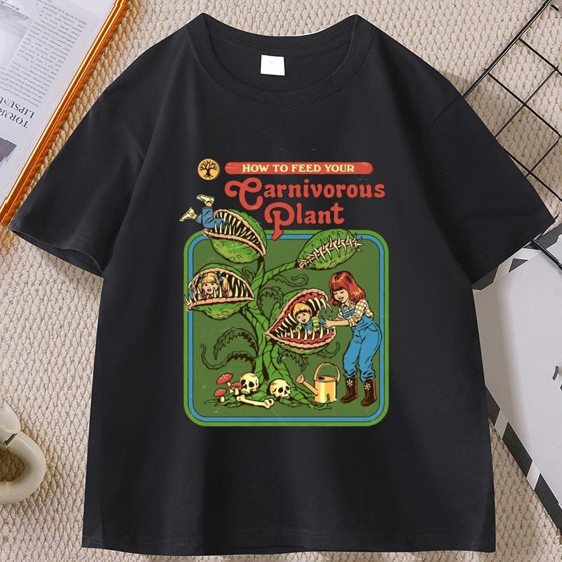 Earnivorous Plant Graphic TShirts Unisex Women Vintage Breathable Cotton Casual T Shirt Soft Comfortable O Neck Short Sleeve Tee