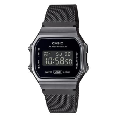 Vintage Digital Stainless Steel Mesh Bracelet Quartz A168WEMB-1B Unisex Watch