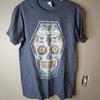 Men's Dia De Los Muertos Skull Graphic Blue Crew Neck Short Sleeve Tee L