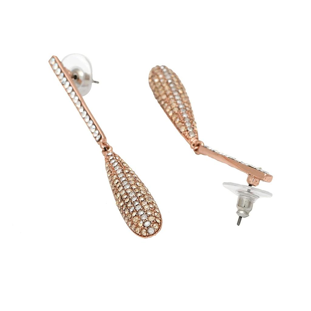 Unusual Women's Drop Earrings Estele Line with White Stones