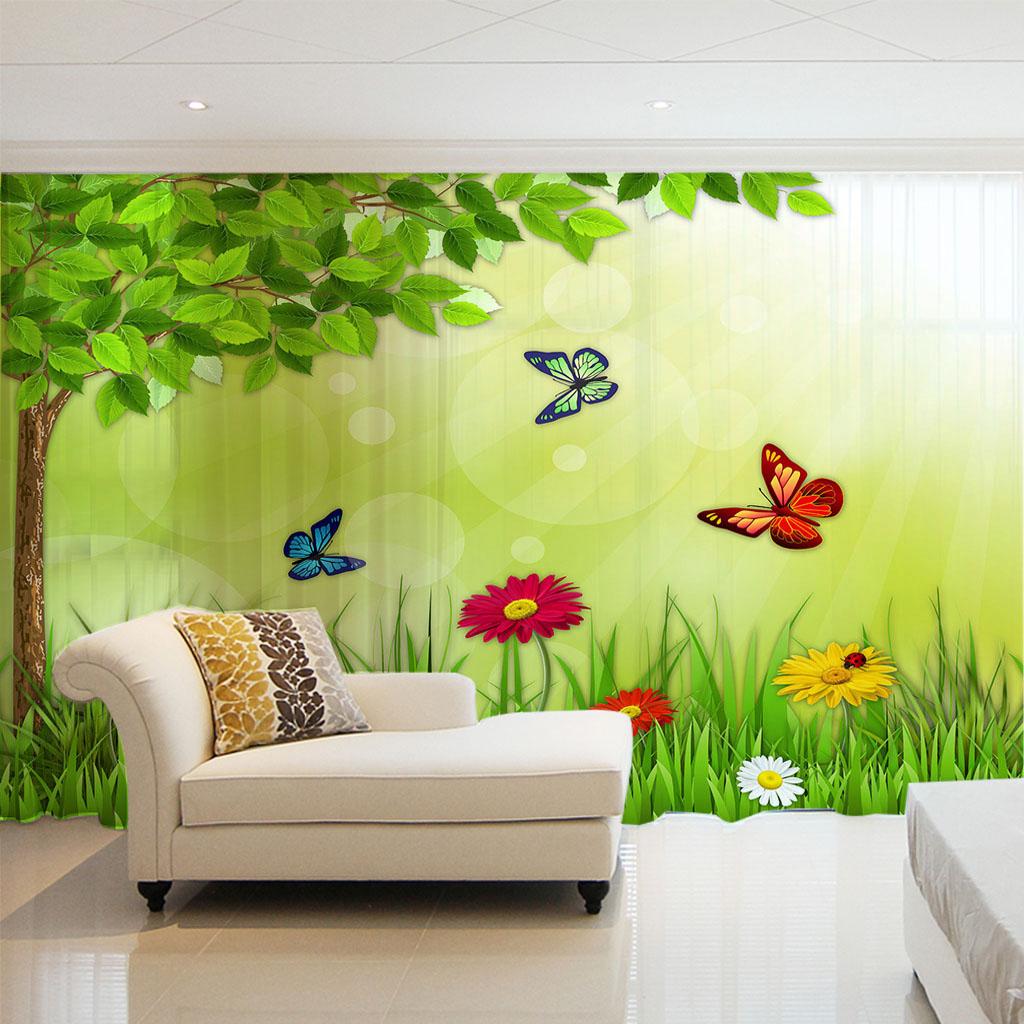 

Красочные бабочки цветы элегантные растения девушка окна шторы жалюзи для гостиной спальни ванной кухни двери домашнего декора2 шт W70X165H(cm)x2Pcs&Grommet Top