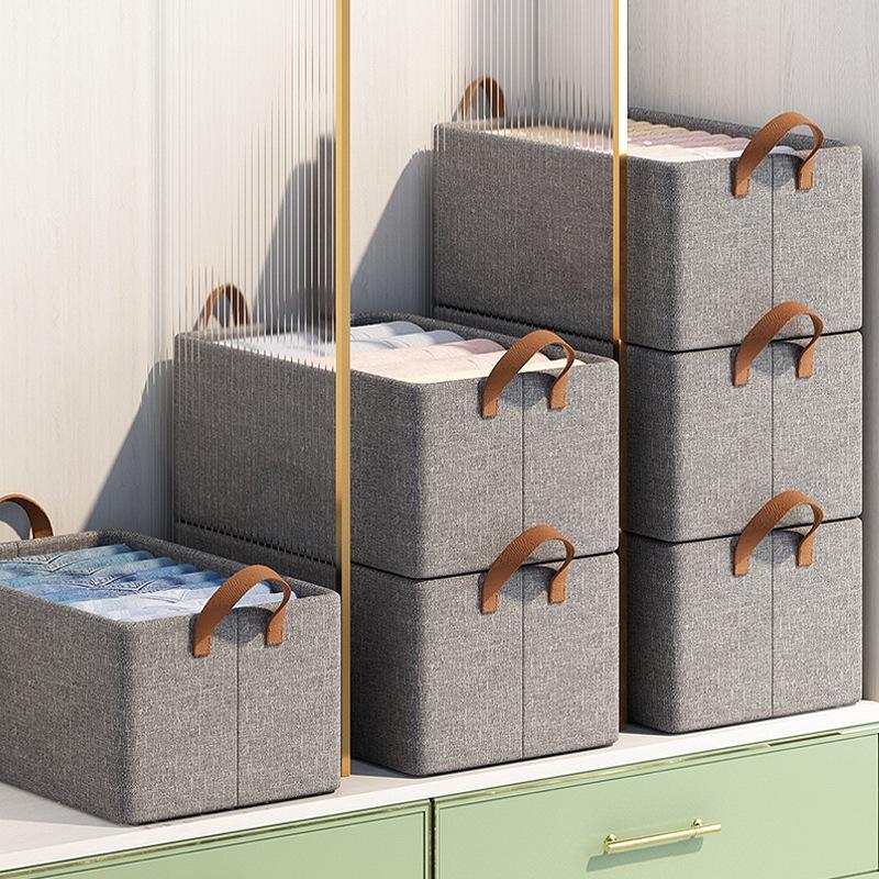 Foldable Ion Steel Frame Fabric Organizer: Large Capacity Storage Box for Clothes and Books.